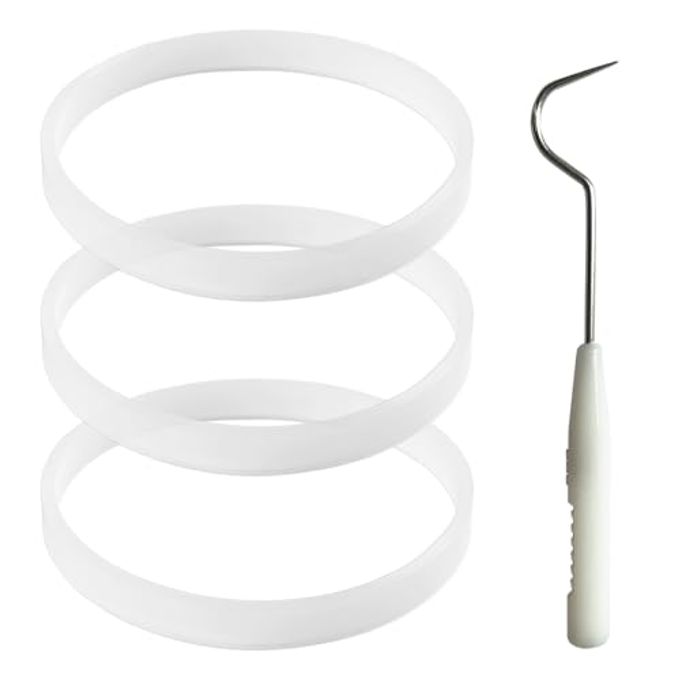 BEBEEPOO 3 Pack Rubber Gaskets ReplacementBEBEEPOO Rubber Gaskets 3.94 inch Sealing Gaskets White O-Ring Replacement Parts for Blender CT680 BL456-30 BL681A BL682,blender base and blade are 7 fins. - Image 1