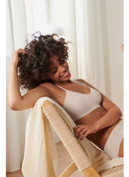 Tchibo Women Plain Seamless Non Padded Soft Cup Bra, Beige  - Image 1