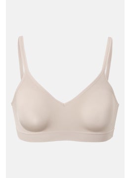 Tchibo Women Plain Seamless Non Padded Soft Cup Bra, Beige  - Image 2