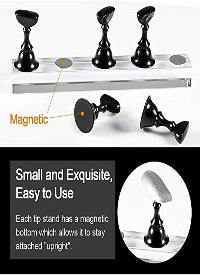 Kalolary 2 Sets Acrylic Nail Art Holder Practice Display Stand With 102Pcs White Reusable Adhesive Putty, Magnetic Nail Art Tips Holders Training Diy Display Practice Stands(Black And White)  - Image 2