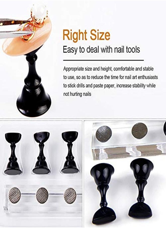 Kalolary 2 Sets Acrylic Nail Art Holder Practice Display Stand With 102Pcs White Reusable Adhesive Putty, Magnetic Nail Art Tips Holders Training Diy Display Practice Stands(Black And White)  - Image 4