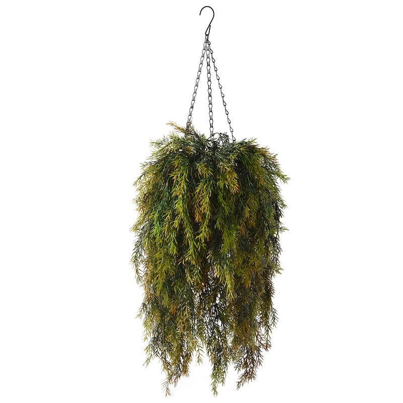 ZFProcess Artificial Faux Hanging Plants Basket for Spring Outdoor Decoration, Fake Seaweed Plant UV Resistant Look Real for Outside Porch Home Patio Balcony Yard(Brownish Green) - Image 1
