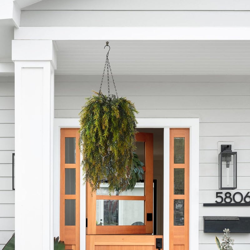 ZFProcess Artificial Faux Hanging Plants Basket for Spring Outdoor Decoration, Fake Seaweed Plant UV Resistant Look Real for Outside Porch Home Patio Balcony Yard(Brownish Green) - Image 4