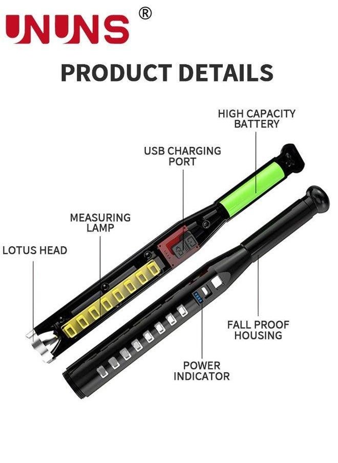 UNUNS Handheld Flashlights,USB Rechargeable LED Flashlights,High Lumens COB Light,Non-Slip Flashlight,Outdoor Tactical Flashlight,3 Modes Adjustable Zoomable,Emergency Waterproof Flashlight,Silver  - Image 3
