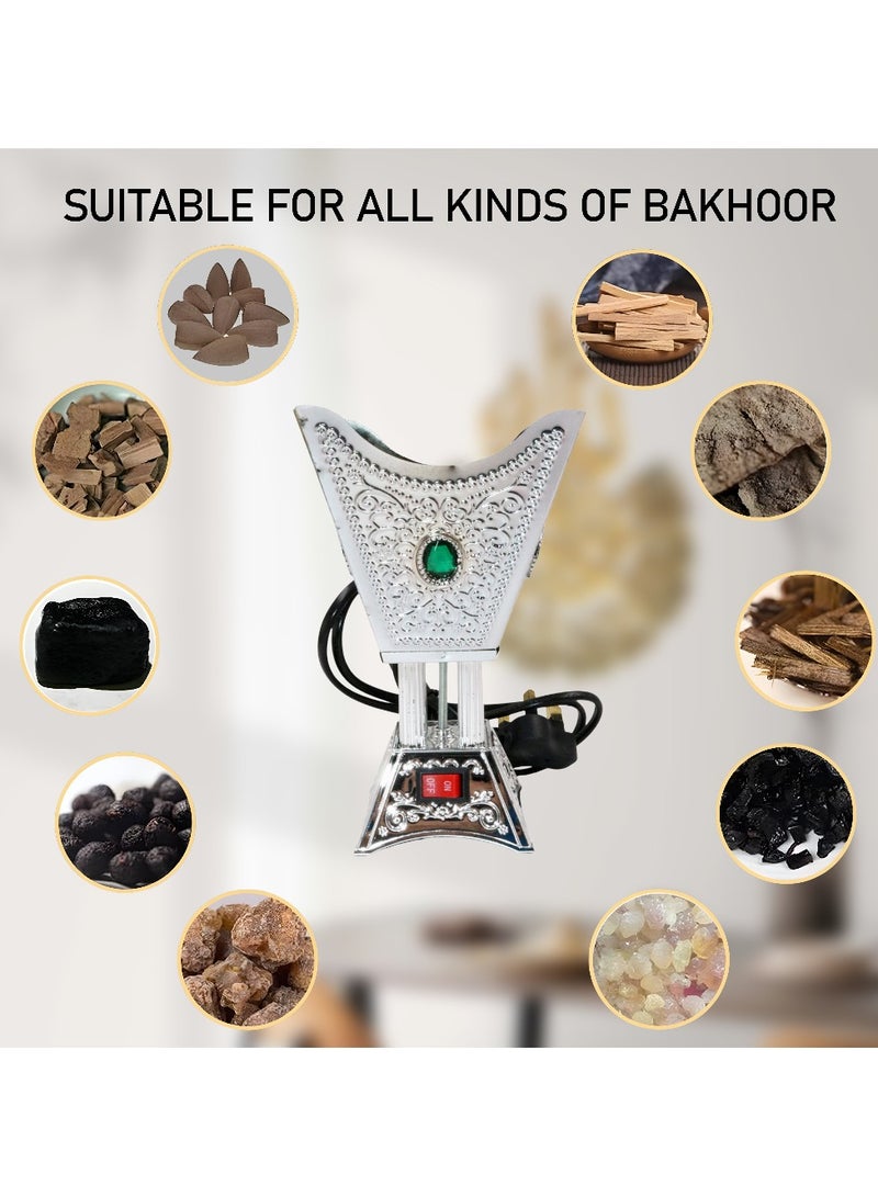 Bakhoor BoSidin Elegant Electric Incense Oud Burner – Hexagonal Mabkhara with Crystal Accents – Stylish Madkhan for Home, Office & Celebrations – Assorted Colors with Safety Switch - Image 4