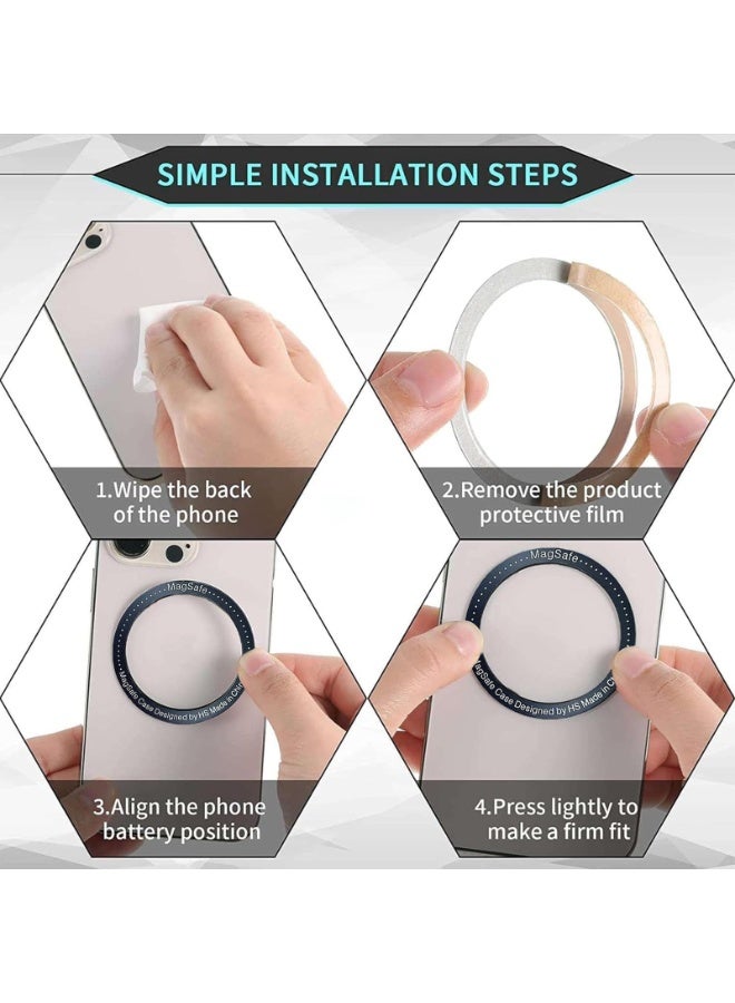 SIGood Universal Metal Ring Sticker for Magnetic Charger Compatible with iPhone/Samsung/Android All Cellphones, Magnetic Mount/Phone Holder Conversion Accessories, 4Pcs, Black - Image 5