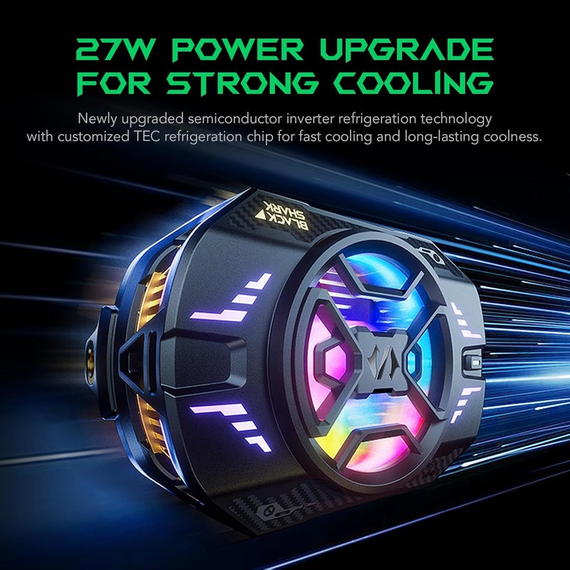 BLACK SHARK Cell Phone Cooler for Gaming FunCooler 4 Pro, 27W Mobile Phone Cooling Fan with Sleep Timer/Fan Speed Settings for 2.59-3.46 inches iPhone/Android Heatsink, Cellphone Radiator RGB Light - Image 4