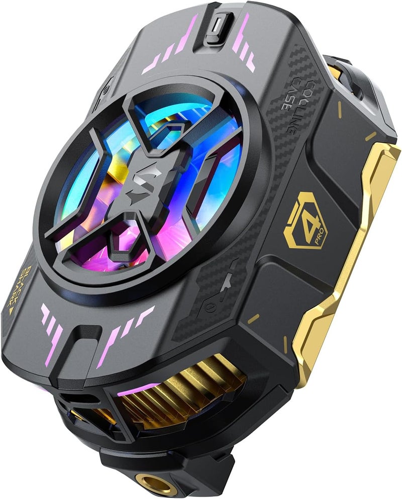 BLACK SHARK Cell Phone Cooler for Gaming FunCooler 4 Pro, 27W Mobile Phone Cooling Fan with Sleep Timer/Fan Speed Settings for 2.59-3.46 inches iPhone/Android Heatsink, Cellphone Radiator RGB Light - Image 1