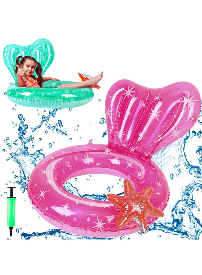 SYOSI 2 Pcs Pool Inflatable Float, Swimming Ring for Kids, Pool Party Inflatable Float for Children Aged 5-10 Years, Durable Pool Swimming Ring with an Inflator Cylinder - Image 1