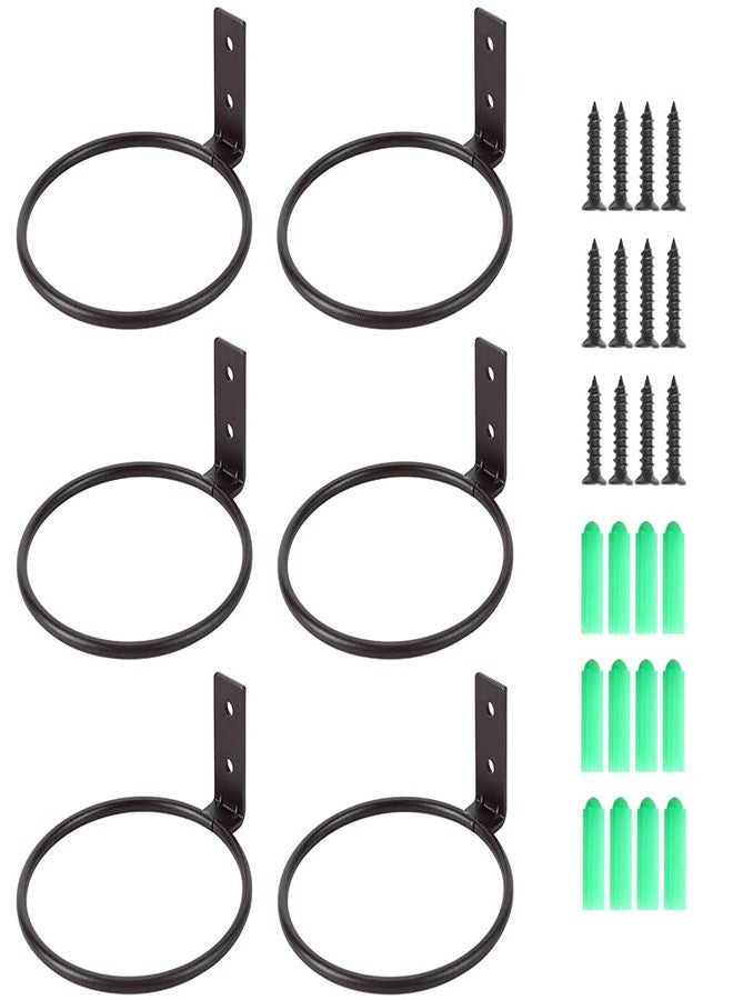Sivya 6 Pack 4in Flower Pot Holder Ring Wall Mounted Metal Planter Hooks Hangers Wall Bracket - Image 1
