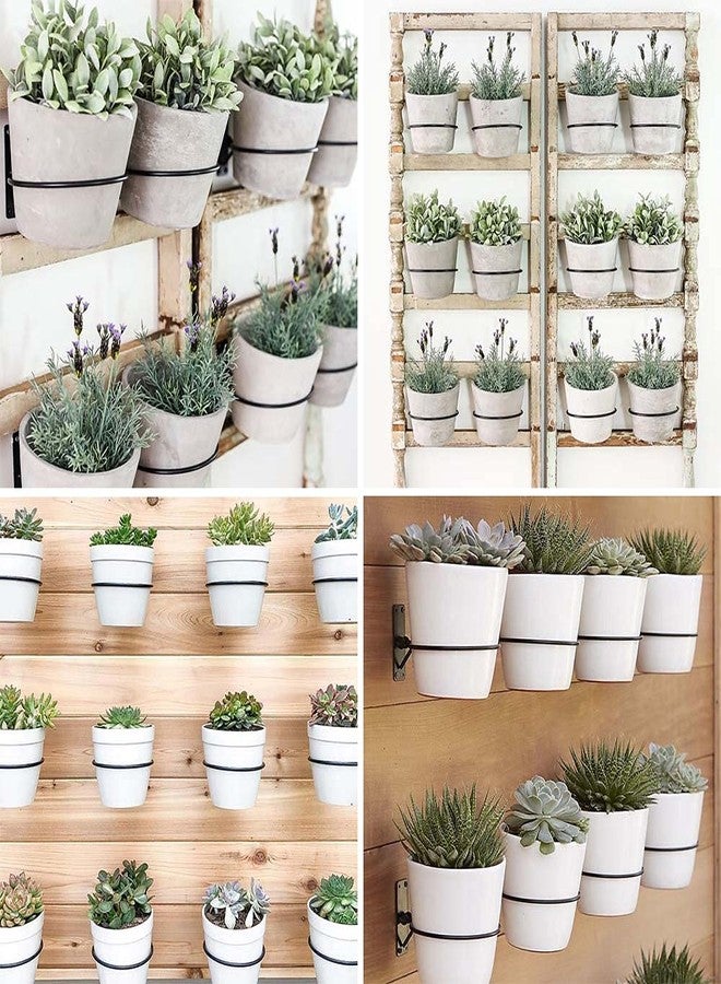 Sivya 6 Pack 4in Flower Pot Holder Ring Wall Mounted Metal Planter Hooks Hangers Wall Bracket - Image 5