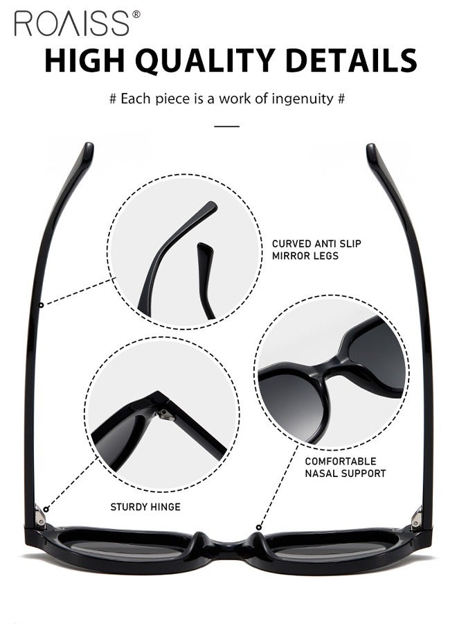 رويس نظارات شمسية دائرية مستقطبة للرجال والنساء، نظارات شمسية للحماية من الأشعة فوق البنفسجية 400 بإطار أسود من البولي كربونات، نظارات شمسية عصرية مضادة للتوهج للقيادة وصيد الأسماك والسفر - Image 4