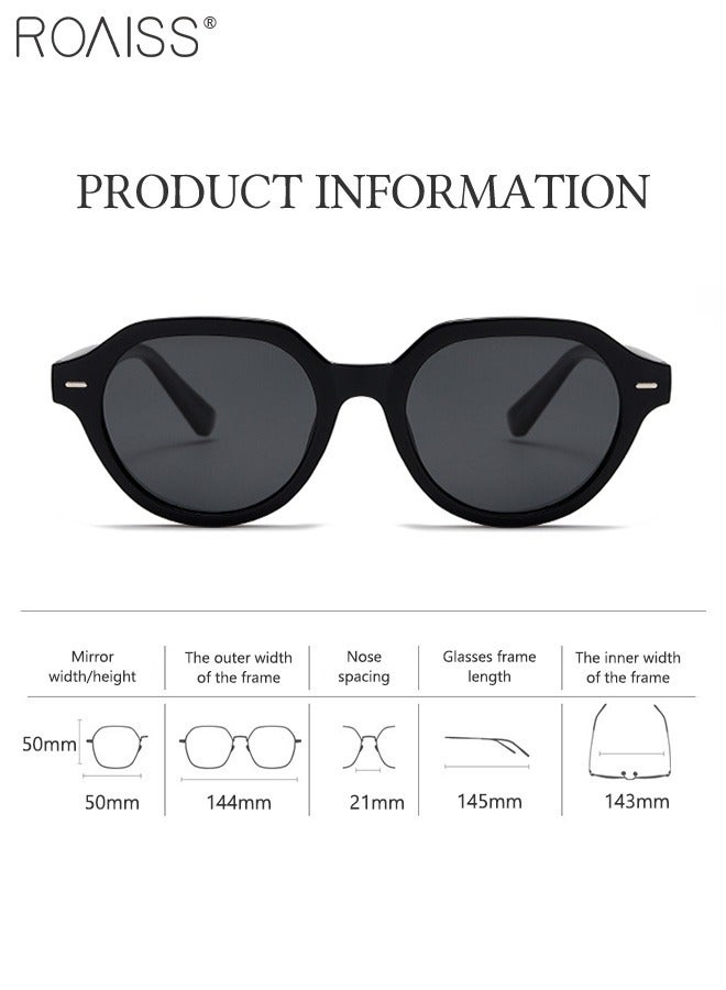 رويس نظارات شمسية دائرية مستقطبة للرجال والنساء، نظارات شمسية للحماية من الأشعة فوق البنفسجية 400 بإطار أسود من البولي كربونات، نظارات شمسية عصرية مضادة للتوهج للقيادة وصيد الأسماك والسفر - Image 3