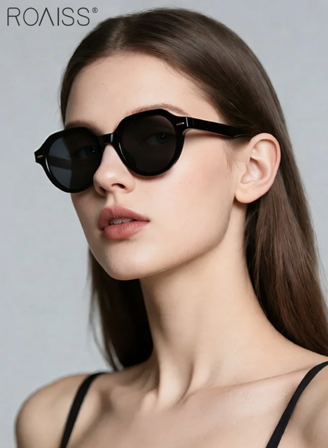 رويس نظارات شمسية دائرية مستقطبة للرجال والنساء، نظارات شمسية للحماية من الأشعة فوق البنفسجية 400 بإطار أسود من البولي كربونات، نظارات شمسية عصرية مضادة للتوهج للقيادة وصيد الأسماك والسفر - Image 2
