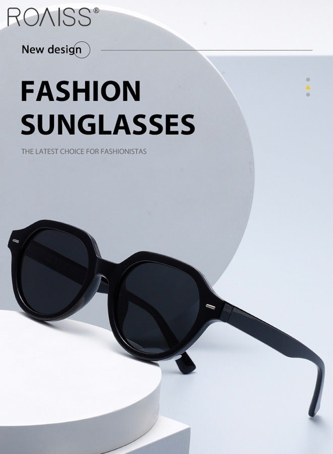 رويس نظارات شمسية دائرية مستقطبة للرجال والنساء، نظارات شمسية للحماية من الأشعة فوق البنفسجية 400 بإطار أسود من البولي كربونات، نظارات شمسية عصرية مضادة للتوهج للقيادة وصيد الأسماك والسفر - Image 5