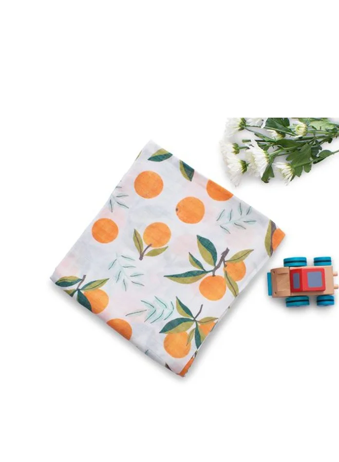 أنفي بيبي Organic Bamboo Muslin Swaddle Wrap Tangerine