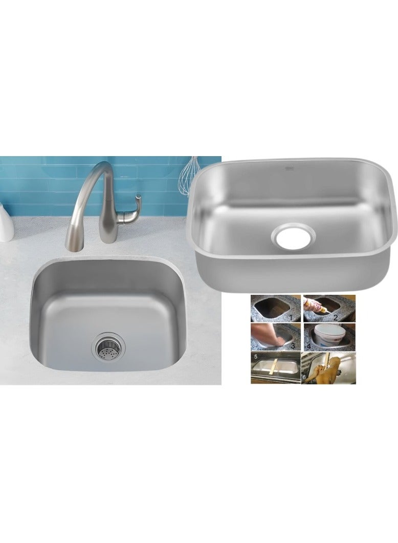 Shams Jumbo kitchen sink, thickness 0.6 mm, size 53/43 cm, with drain - Image 1