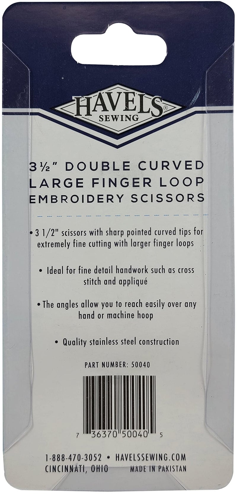 Havel's Double Curved Embroidery Scissors 3.5-Inch Large Finger Loop, Acrylic, Multicoloured - Image 3