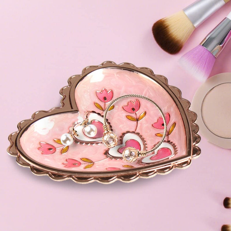 LASODY Rose Heart Jewelry Tray Ring Dish Ring Holder Display Organizer -Keepsake Box for Women - Image 4