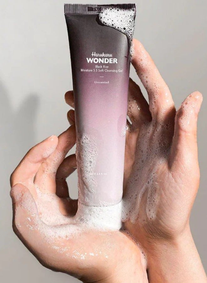 HARUHARU Wonder Black Rice Moisture 5.5 Soft Cleansing Gel 100ml Fermented Black Rice Face Wash Foam Cleanser - Image 2