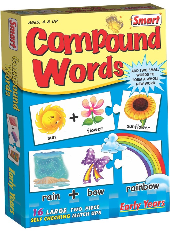 Creative's Smart Compound Words Puzzle for Kids – 16 Self-Checking 2-Piece Match-Ups - Learn to Build New Words - Early Years Educational Toy - Fun Learning Gift for Boys & Girls - for Ages 4 & Up - Image 1