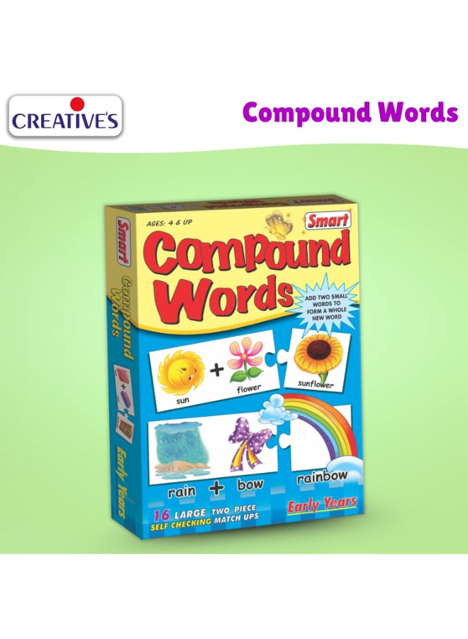 Creative's Smart Compound Words Puzzle for Kids – 16 Self-Checking 2-Piece Match-Ups - Learn to Build New Words - Early Years Educational Toy - Fun Learning Gift for Boys & Girls - for Ages 4 & Up - Image 2