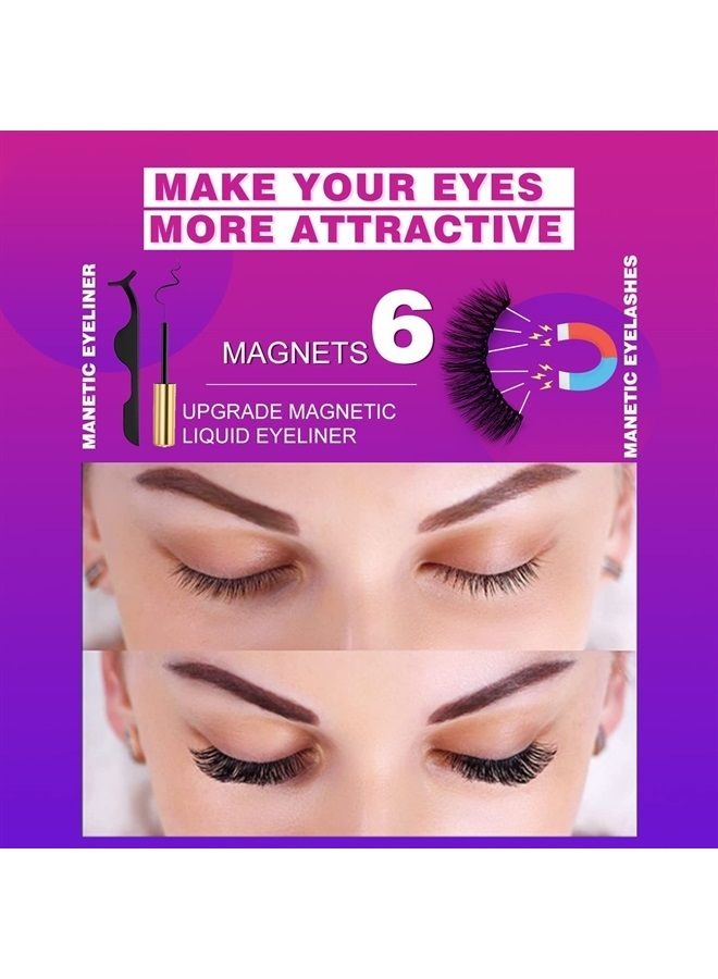 royaomis 10 Pairs Cat-Eye Magnetic Lashes With Eyeliner Natural Looking, 3D Magnetic Eyelashes Natural Look With Eyeliner, Fake Eyelashes Magnetic, Eye Lashes Pack Natural Magnetic Eyelashes - Image 1