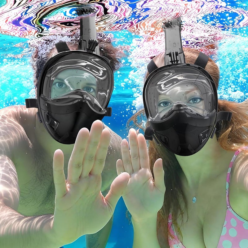 Full Face Snorkel Mask, Snorkeling Gear for Adults Kids with Latest Dry Top Breathing System and Detachable Camera Mount, with 180 Degree Panoramic View - Image 2