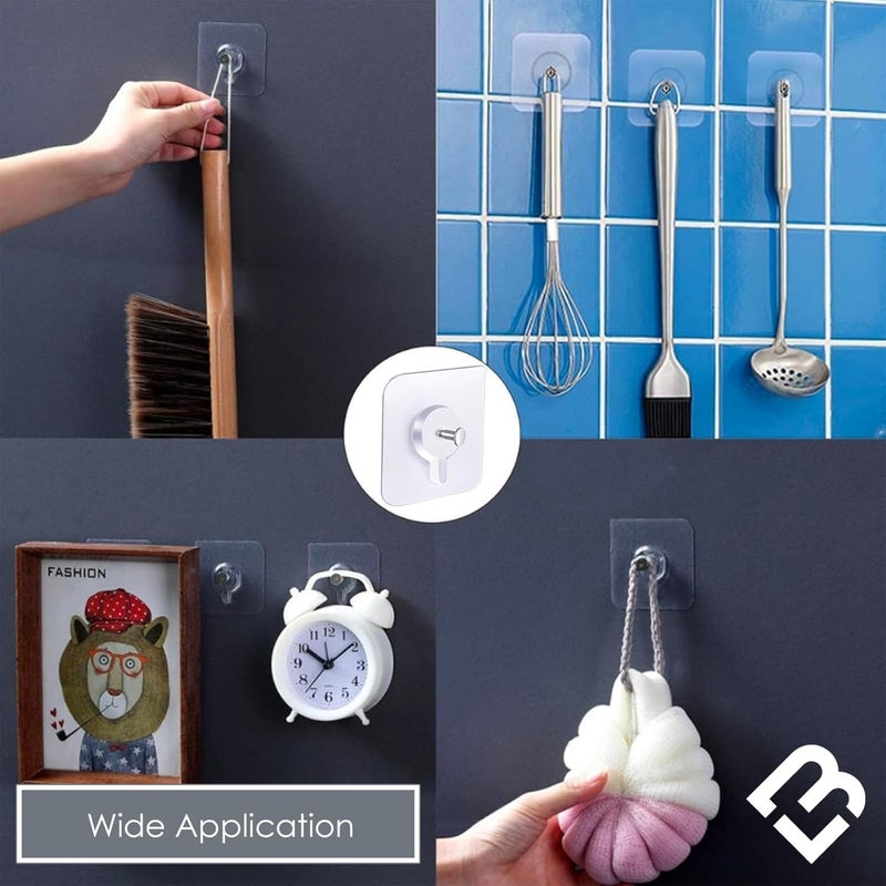 BRAND VILLA BRAND VILLA Photo Frame Wall Hooks Without Drilling Self Adhesive Stainless Steel Hooks for Wall Heavy Duty Strong Nail Free for Hanging Photo Frame Home Improvement Utility Hooks Pack 10  - Image 4