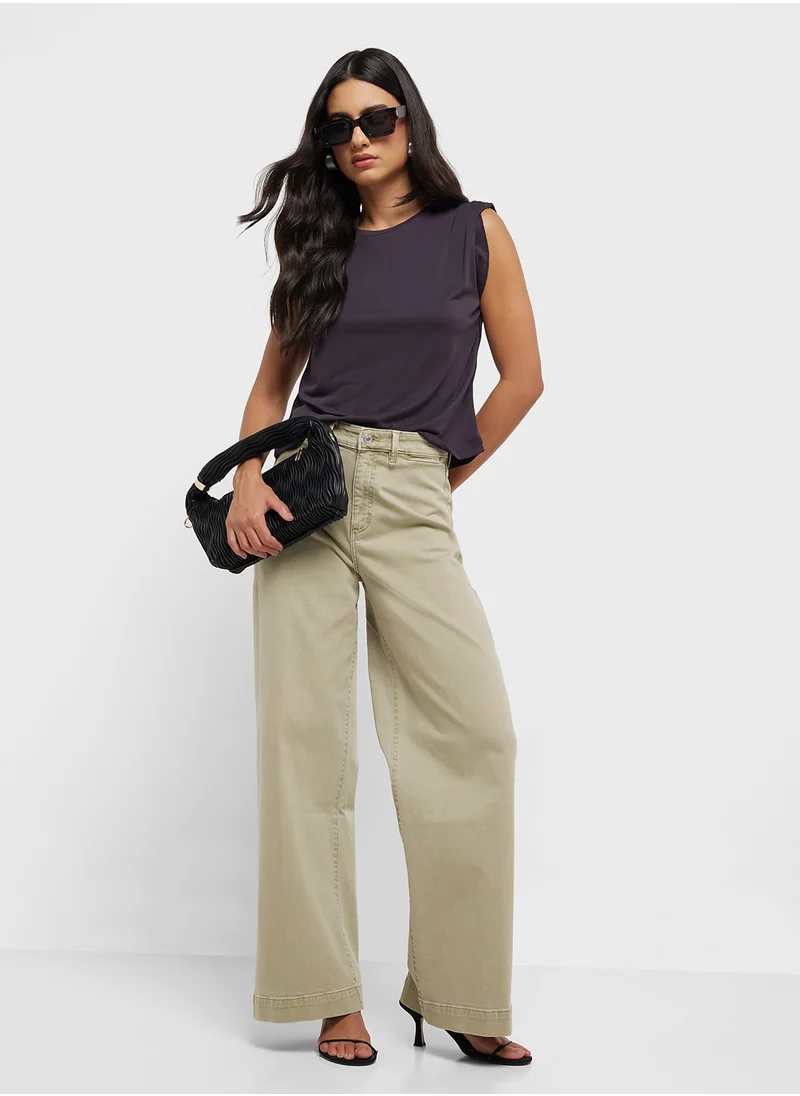 مانجو Wideleg High-Waist Full-Length Jeans