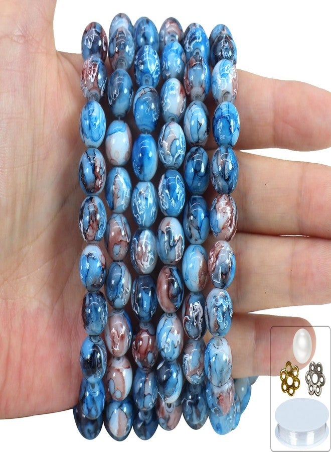 Pamir Tong 300PCS 10mm Blue Glass Beads for Jewelry Making,Round Smooth Beads, Bracelet Space Loose Beads for Jewelry Making Earring, Necklaces, DIY Crafts & Gifts #381 - Image 1