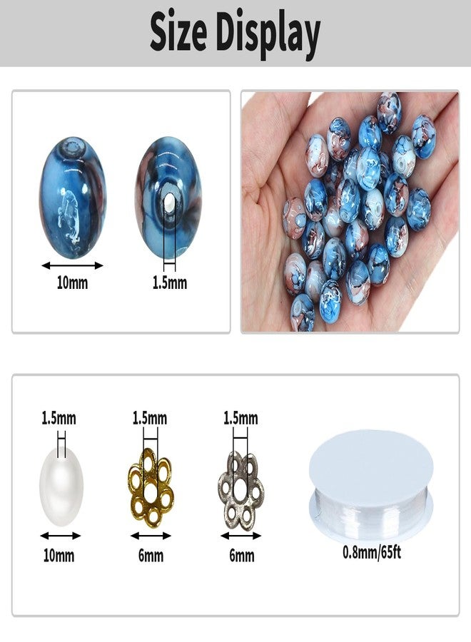 Pamir Tong 300PCS 10mm Blue Glass Beads for Jewelry Making,Round Smooth Beads, Bracelet Space Loose Beads for Jewelry Making Earring, Necklaces, DIY Crafts & Gifts #381 - Image 3