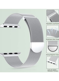 ANYOGRO Compatible with Apple Watch Band 42mm 44mm 45mm 46mm 49mm for Women and Men, Stainless Steel Magnetic Metal Wristband Strap Compatible with iWatch Series 10 9 8 7 6 5 4 3 2 1 SE 2/1 Silver  - Image 2