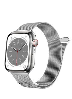 ANYOGRO Compatible with Apple Watch Band 42mm 44mm 45mm 46mm 49mm for Women and Men, Stainless Steel Magnetic Metal Wristband Strap Compatible with iWatch Series 10 9 8 7 6 5 4 3 2 1 SE 2/1 Silver  - Image 1