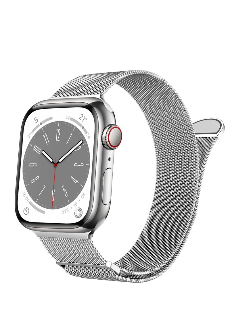 ANYOGRO Compatible with Apple Watch Band 42mm 44mm 45mm 46mm 49mm for Women and Men, Stainless Steel Magnetic Metal Wristband Strap Compatible with iWatch Series 10 9 8 7 6 5 4 3 2 1 SE 2/1 Silver  - Image 1