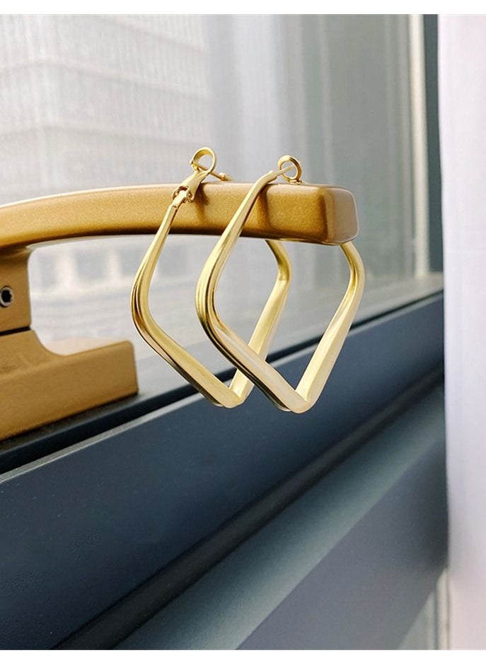 MissTiara - Fashion Simple Metal Matte Gold Square Vintage Earrings With S925 needle - Image 1