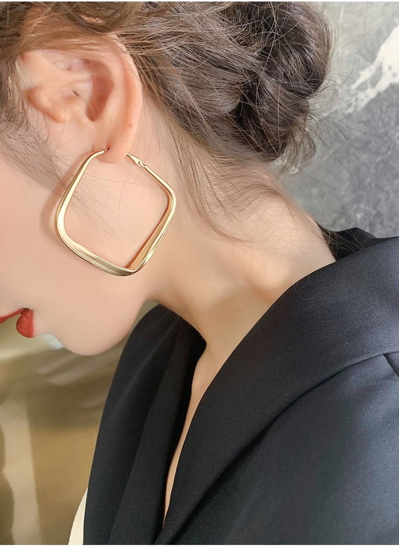 MissTiara - Fashion Simple Metal Matte Gold Square Vintage Earrings With S925 needle - Image 1