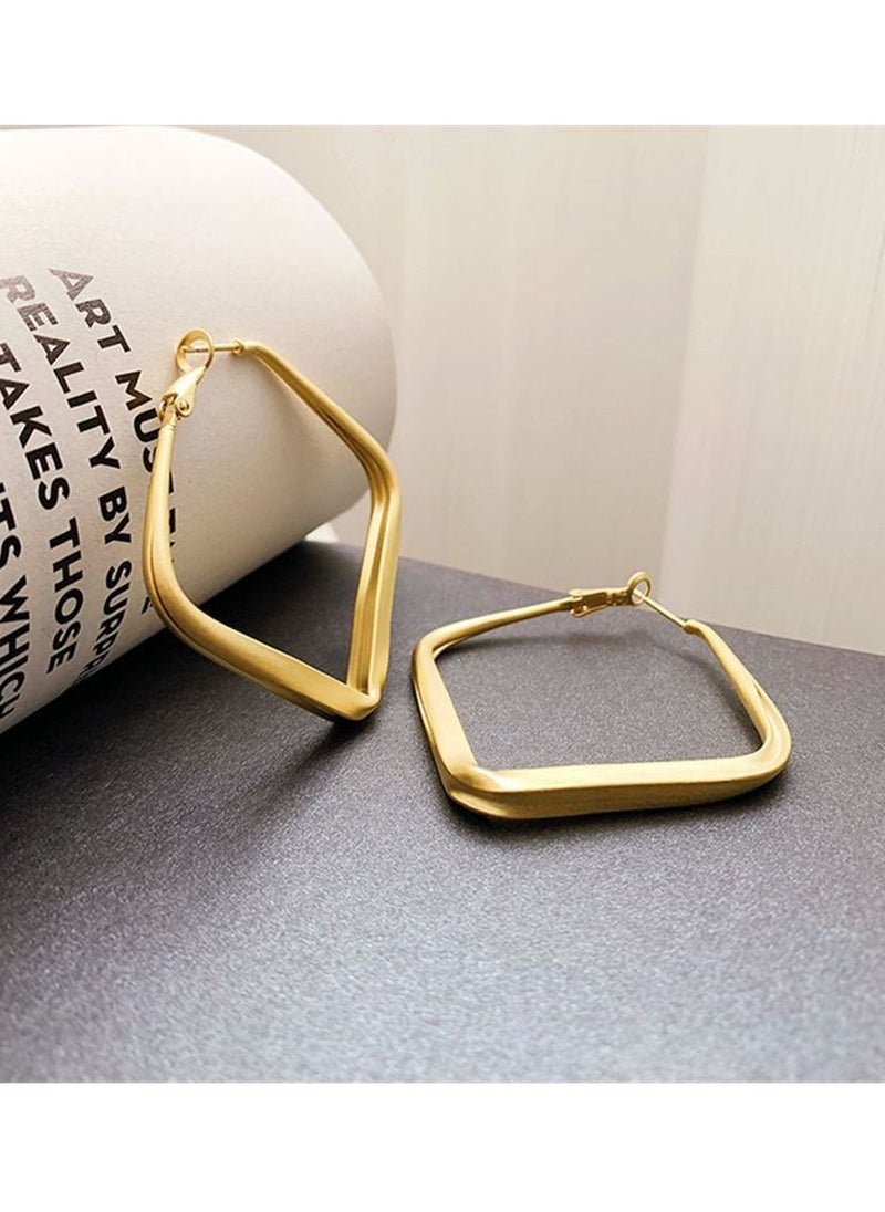 MissTiara - Fashion Simple Metal Matte Gold Square Vintage Earrings With S925 needle - Image 1