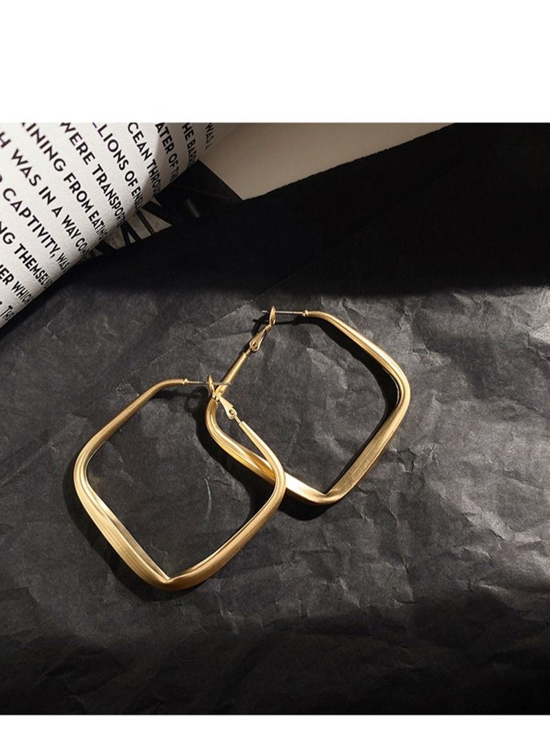 MissTiara - Fashion Simple Metal Matte Gold Square Vintage Earrings With S925 needle - Image 1