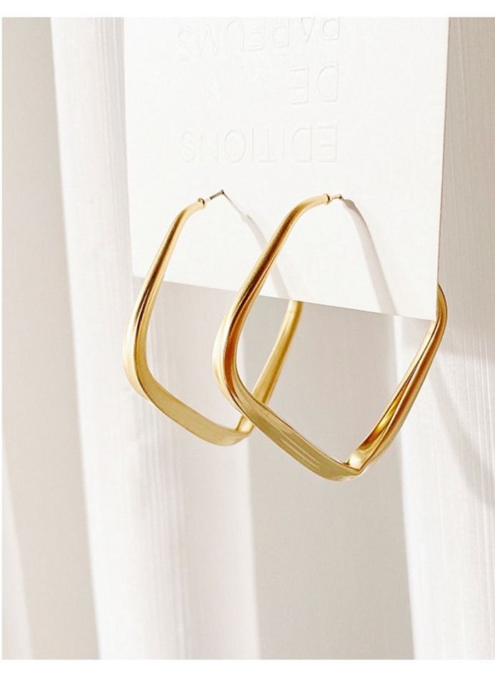 MissTiara - Fashion Simple Metal Matte Gold Square Vintage Earrings With S925 needle - Image 1