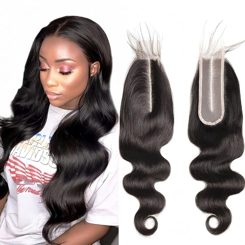 Middle Part 2x6 Lace Closure Body Wave Remy Human Hair Wavy Lace Closure with Baby Hair 16 inch