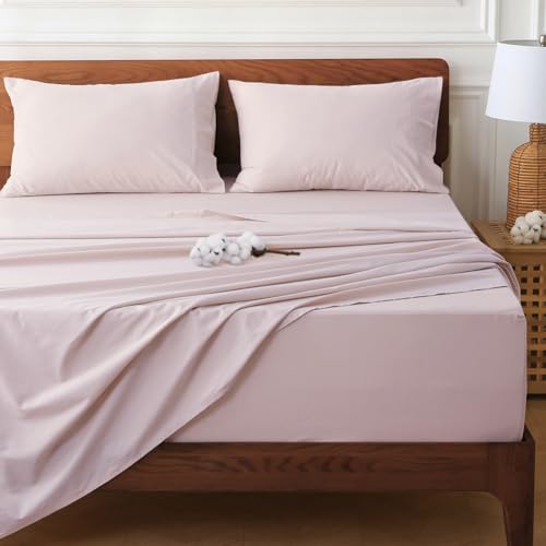 HYPREST Extra Deep Pocket King Sheet Sets Fits 1824 in Deep Mattress 100 Cotton King Sheet SetPink Hotel Luxury Soft Wrinkle Free Cooling Sheet Sets for King Bed Deep Pocket