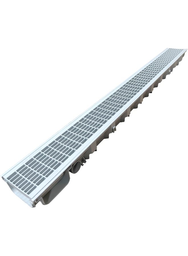 RACO Floor Grating, Drain Channel for Landscapes, Pools, Roofs, Terraces, Balconies, Gardens, Corridors 1Mtr Length Maid in Spain (Polypropylene (PP) 4.25")  - Image 1