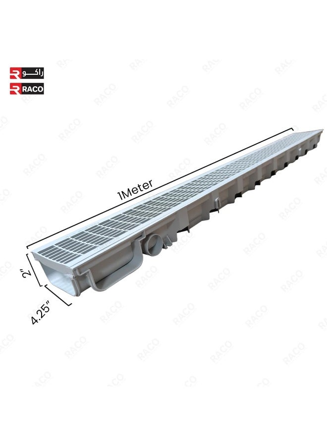 RACO Floor Grating, Drain Channel for Landscapes, Pools, Roofs, Terraces, Balconies, Gardens, Corridors 1Mtr Length Maid in Spain (Polypropylene (PP) 4.25")  - Image 2