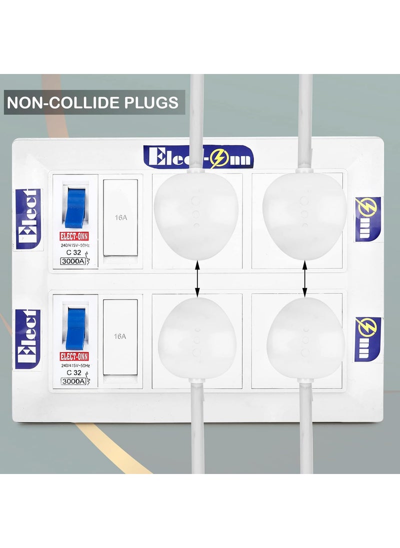 Electonn Premium Extension Board Heavy Duty Surge Protector Two 16Amp Sockets with Two 32Amp MCB Two 6Amp Sockets with Two 16 Amp Swithes 25mm Long Wire Cable Cord12Meter with 16Amp Power Plug