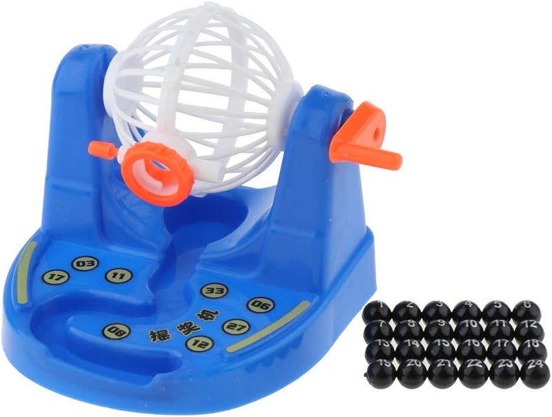 كلاراكو مجموعة لعبة بينغو مصغرة، آلة يانصيب مرحة مع قفص وكرات أرقام، لعبة بينغو مثالية لحفلات الأطفال، هدية رائعة للأعياد وأعياد الميلاد، لون أزرق، 8.7 × 8.7 × 8.5 سم - Image 2