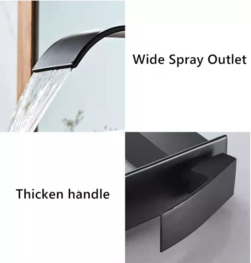 24X7 Emall Waterfall Black Faucet Waterfall Single Lever Basin Mixer Midnight Waterfall Small Black Ss Material 7 Inches Height Vessel Mounted Ceramic Polished - Image 5