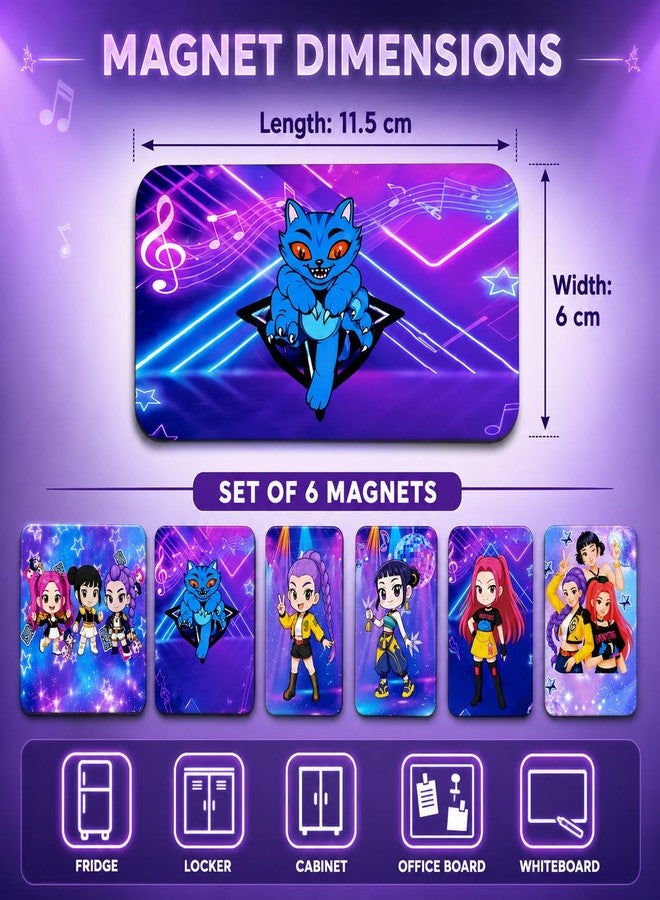 K Pop Fridge Magnet Set of 6 | Decorative Refrigerator Magnets | Strong Magnetic Back | HD Printed Gloss Finish | Cute K Pop Magnets for Fridge, Locker, Office Board - Image 2