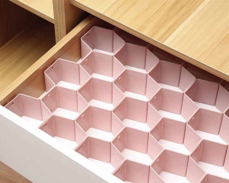 Natzerat Honeycomb Drawer Divider Suitable for bedroom underwear Socks Cosmetic storage locker sorting 8-piece drawer organizer (Pink) - Image 5