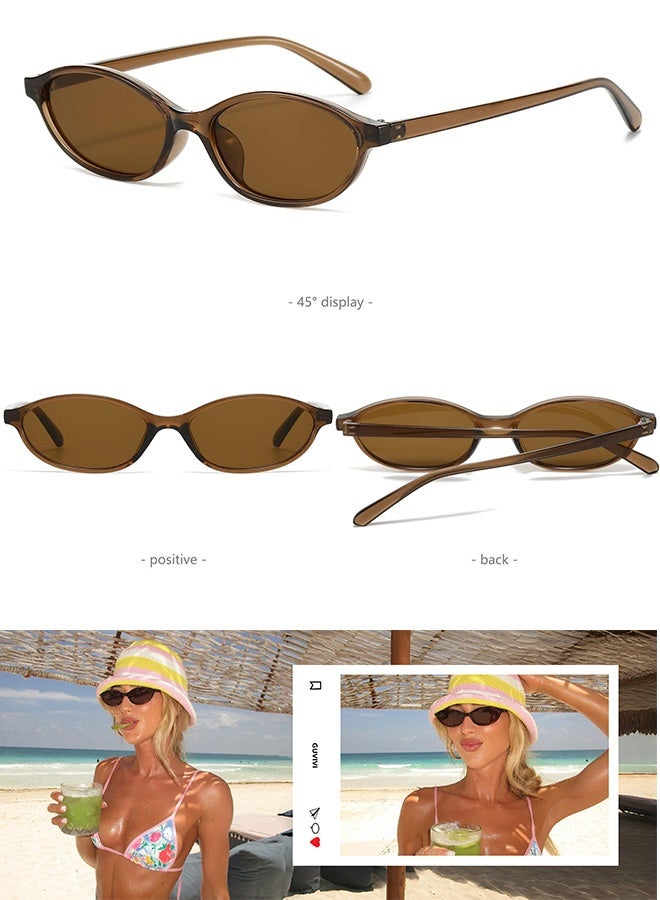 AZorb Retro Oval Sunglasses Women Men - Cat Eye Sun Glassess Vintage for Ladies Mens Eye Glasses Small Narrow Sunglass Ovale 90s Sun Glasses UV400 Protection Shades - Image 5